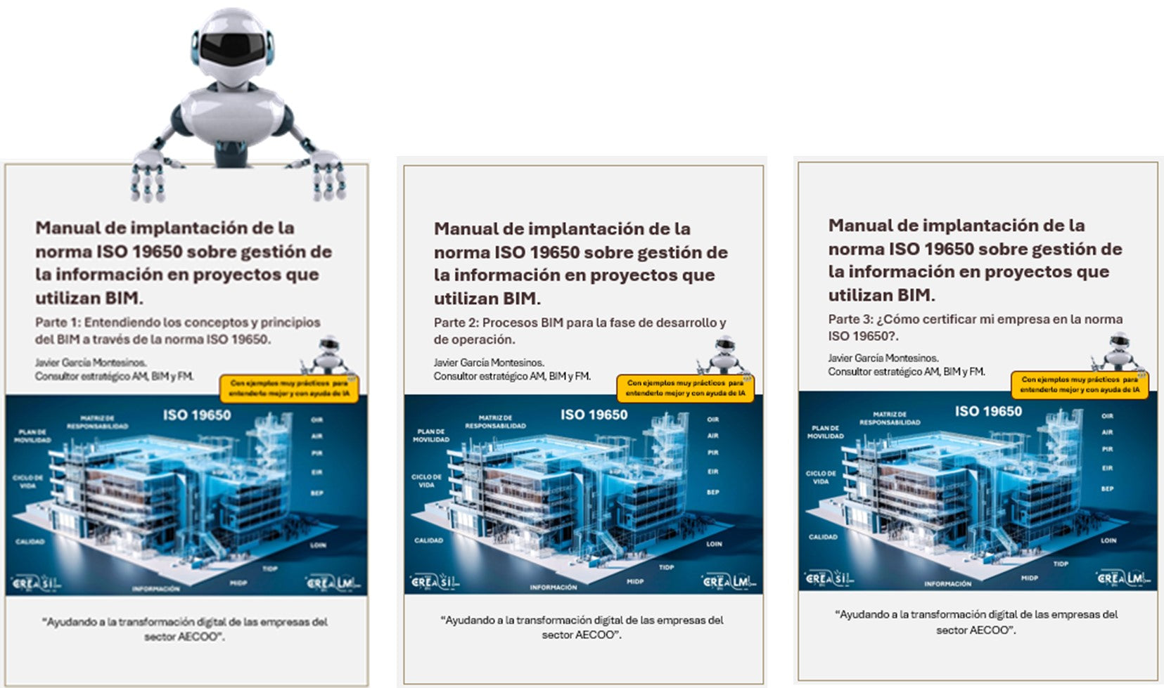 Portada del Manual de implantación de la norma ISO 19650 en proyectos BIM, partes 1, 2 y 3
